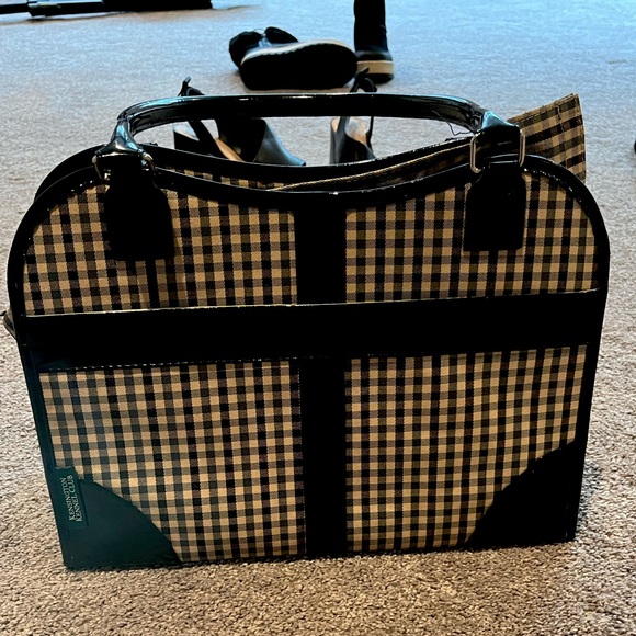 Checkered Purple, Black and Tan Purse/Dog Carrier Combination- Kensington Kennel - Picture 1 of 6